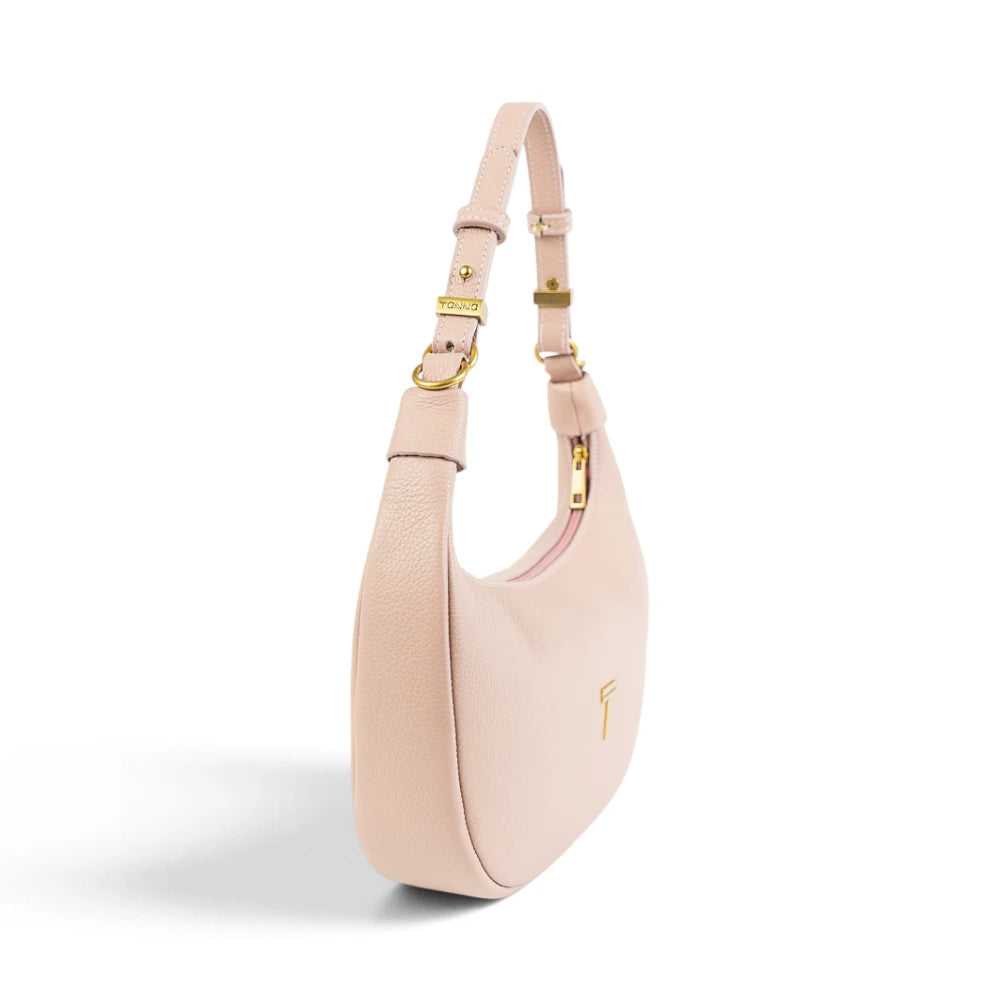 Geanta din piele naturala Nude rose Moon Medium