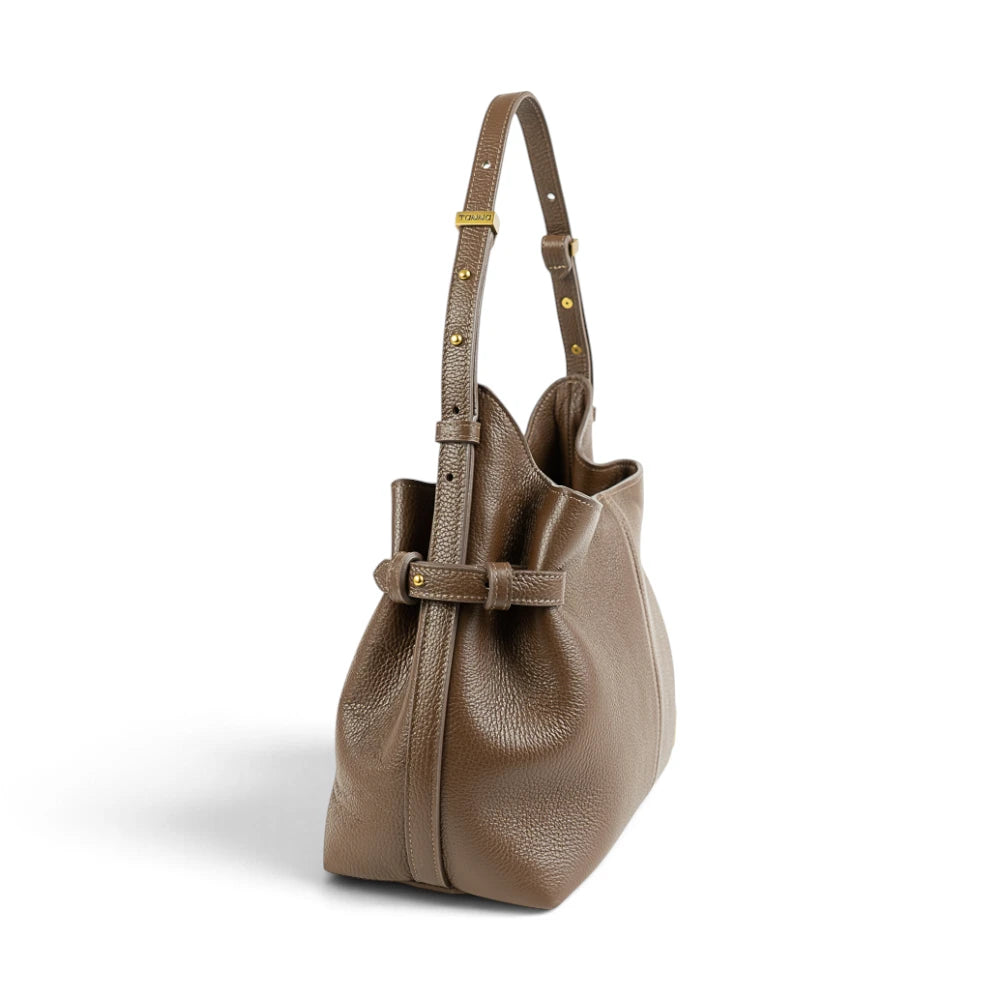 Geanta  din piele Bizonata Chocolate Medium Boucle