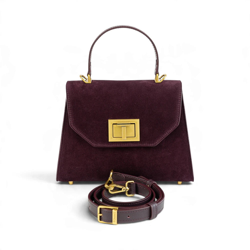 Geanta din piele naturala Suede Garnet Absolute Maxi Grace -PRECOMANDA