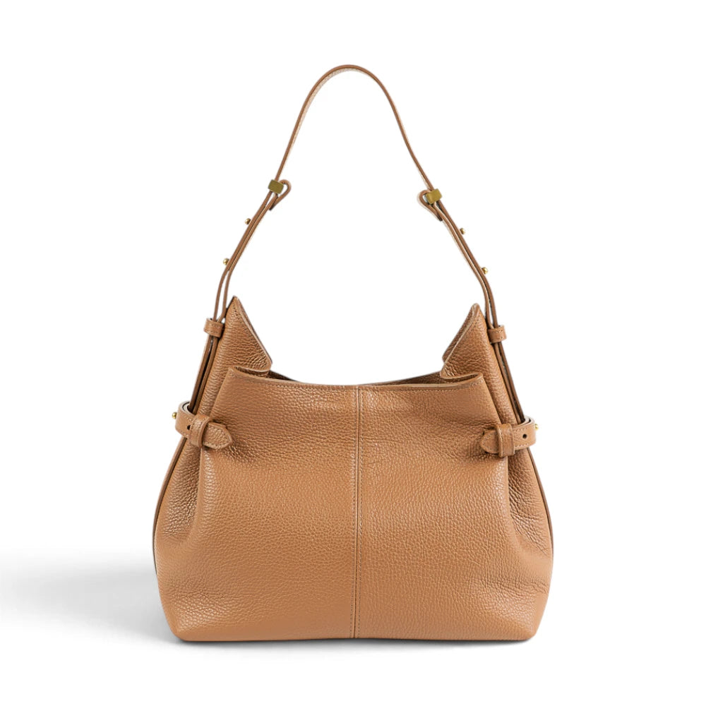 Geanta  din piele Bizonata Camel Medium Boucle