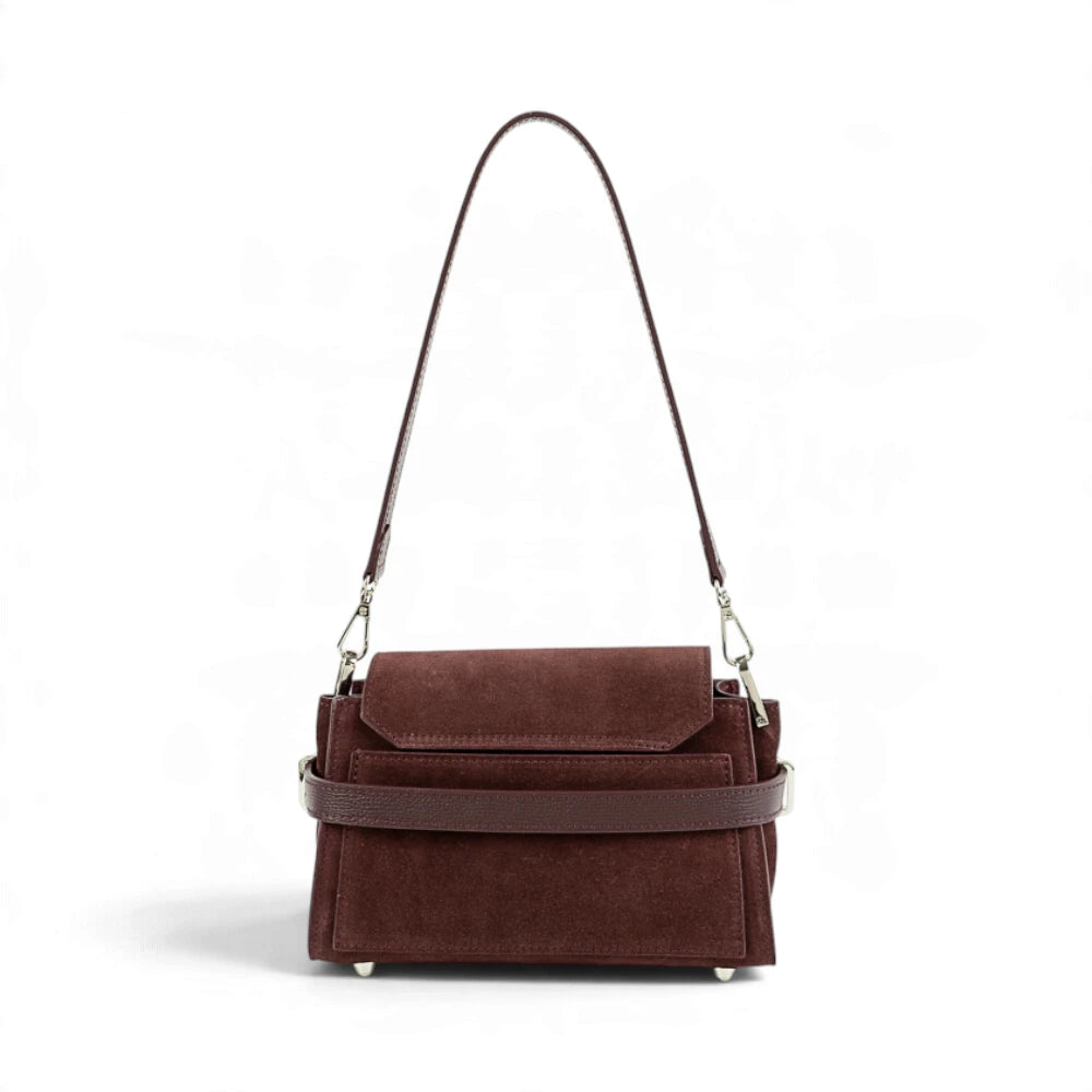 Geanta din piele naturala Brown burgundy Mini BELLA