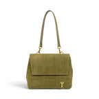 Geanta din piele naturala Suede Linda nuanta Olive