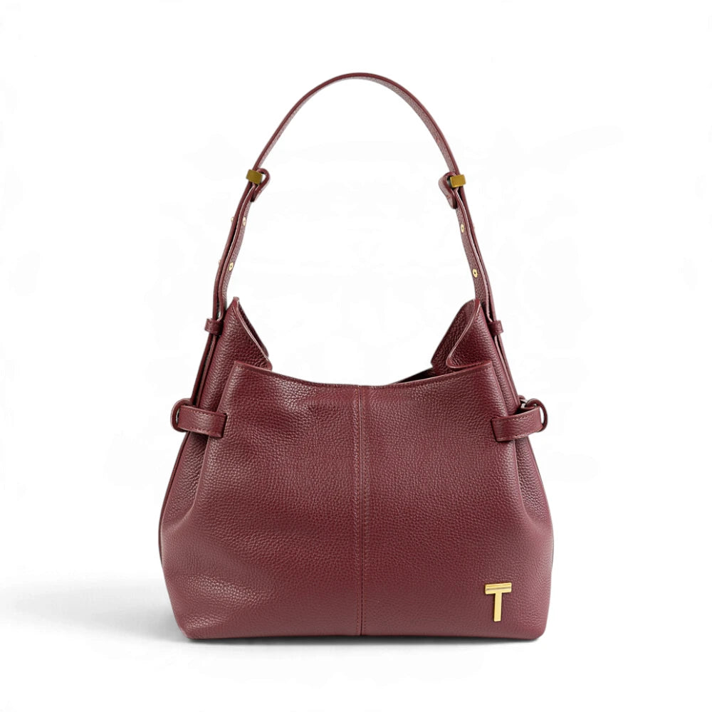 Geanta  din piele Bizonata  Bordeaux  Medium Boucle