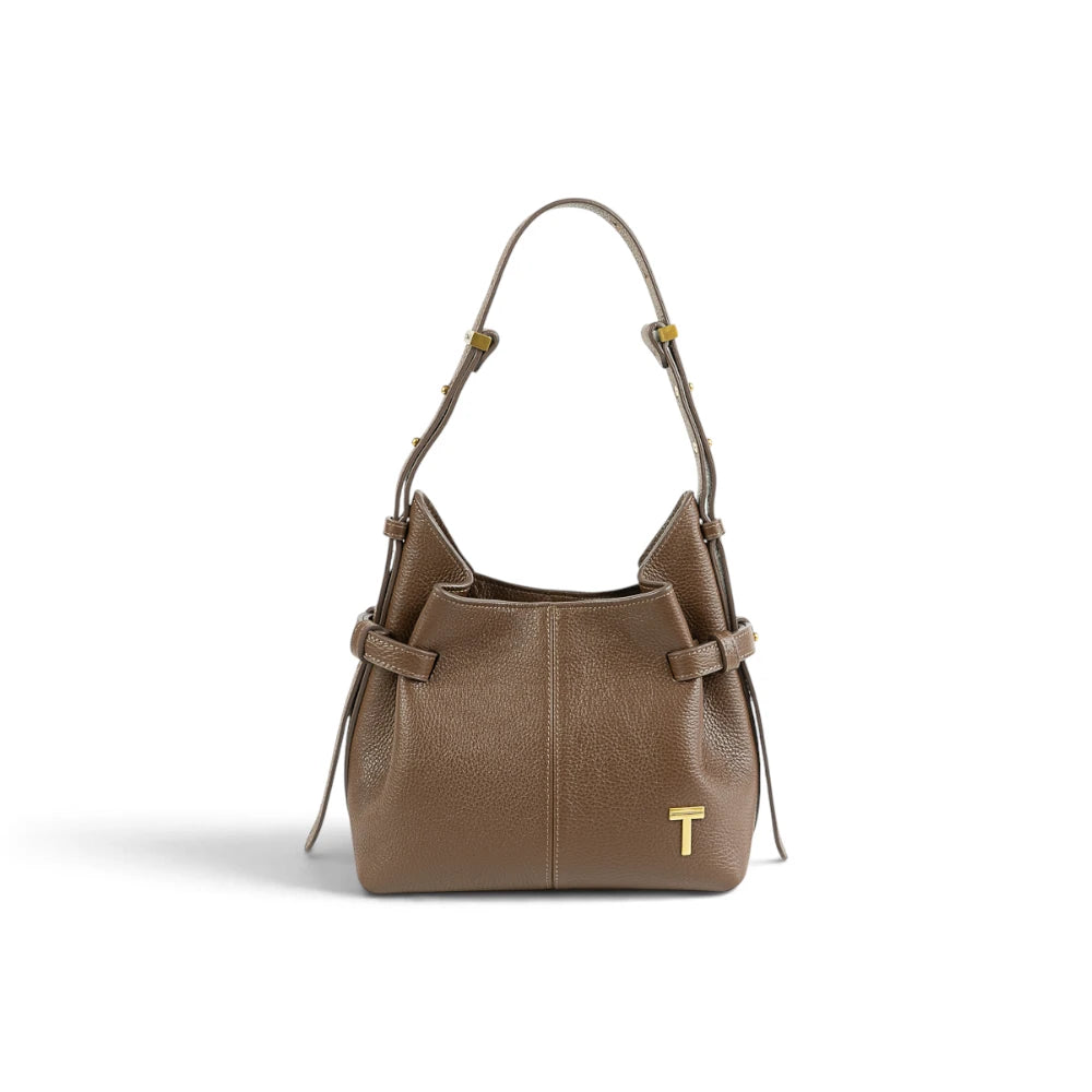 Geanta  din piele bizonata Chocolate Micro Boucle