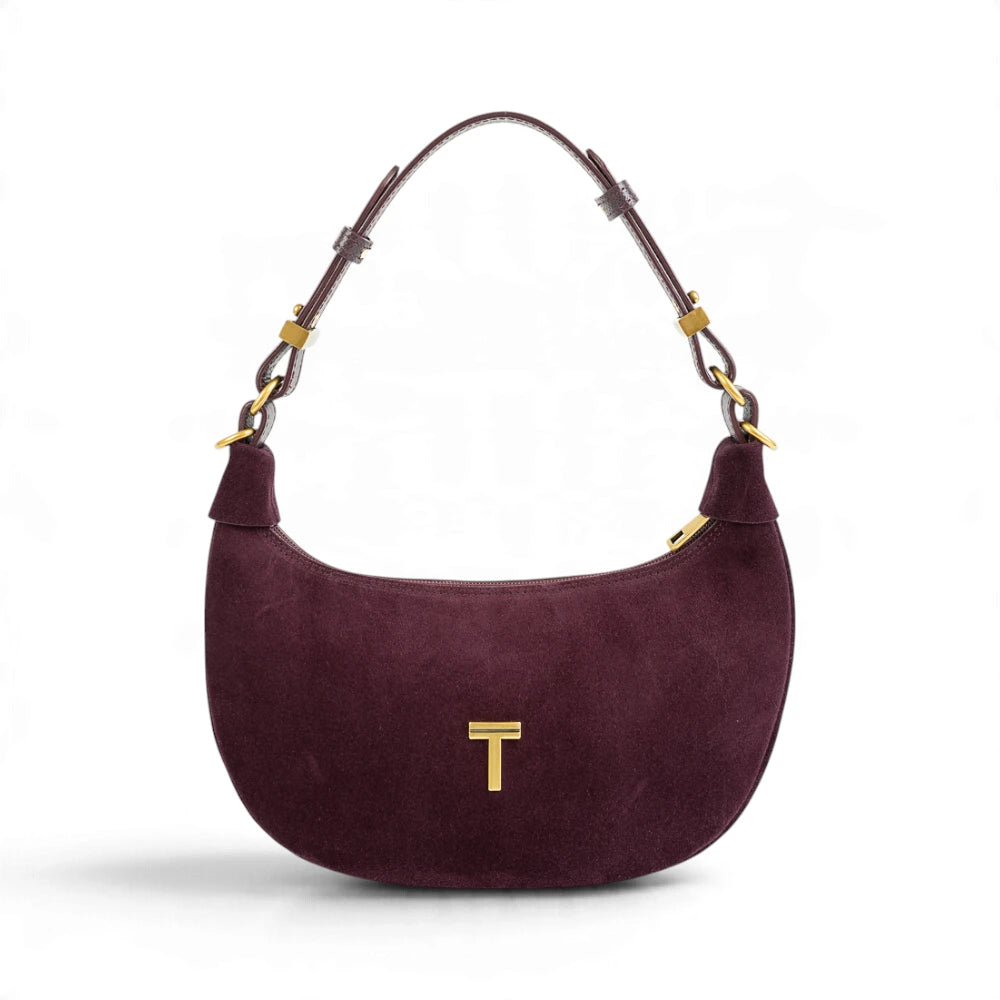 Geanta din piele naturala Suede Garnet Absolute Moon Medium -PRECOMANDA