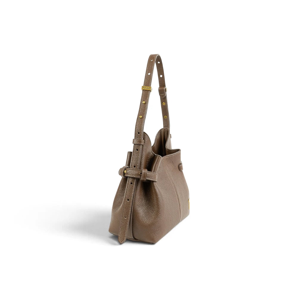 Geanta  din piele bizonata Chocolate Micro Boucle