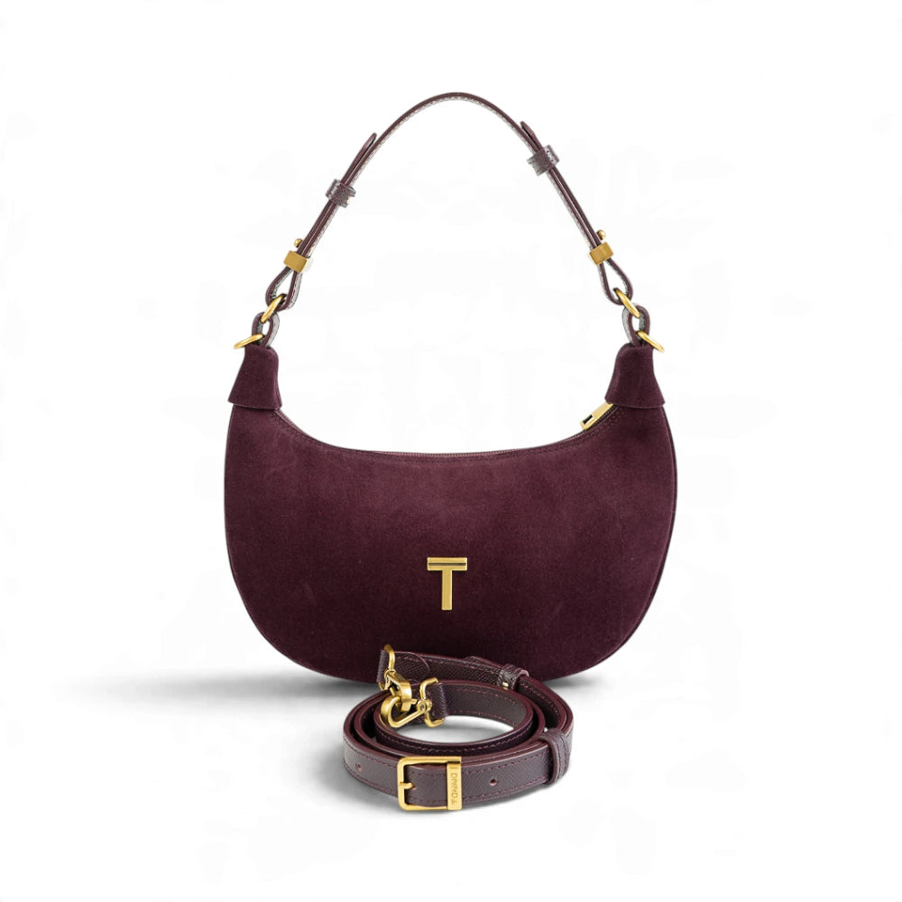 Geanta  din piele naturala Suede Garnet Absolute Mini Moon -PRECOMANDA Imagine secundară a produsului