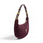 Geanta  din piele naturala Suede Garnet Absolute Mini Moon -PRECOMANDA