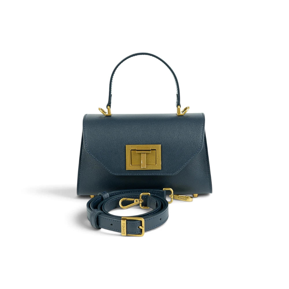 Geanta din piele naturala Navy Mini Grace