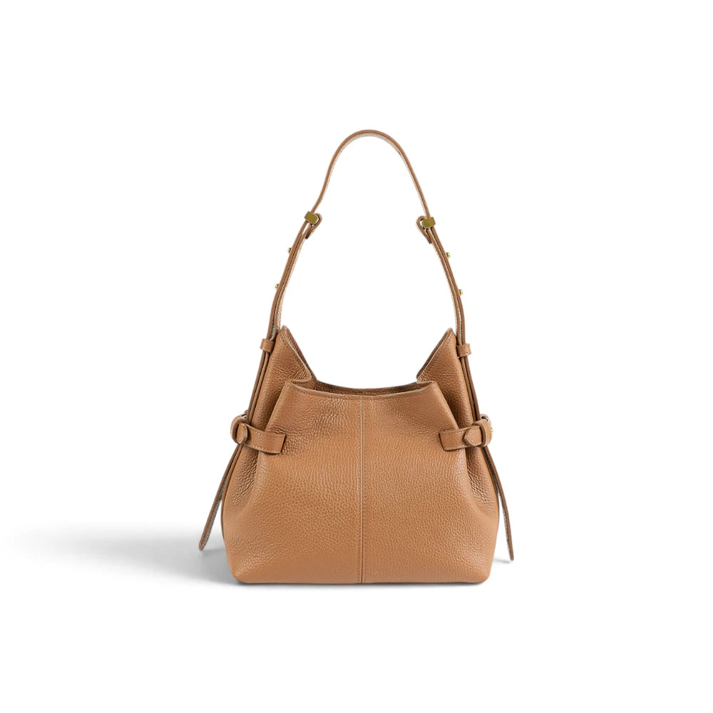 Geanta  din piele bizonata Dark chocolate Micro Boucle
