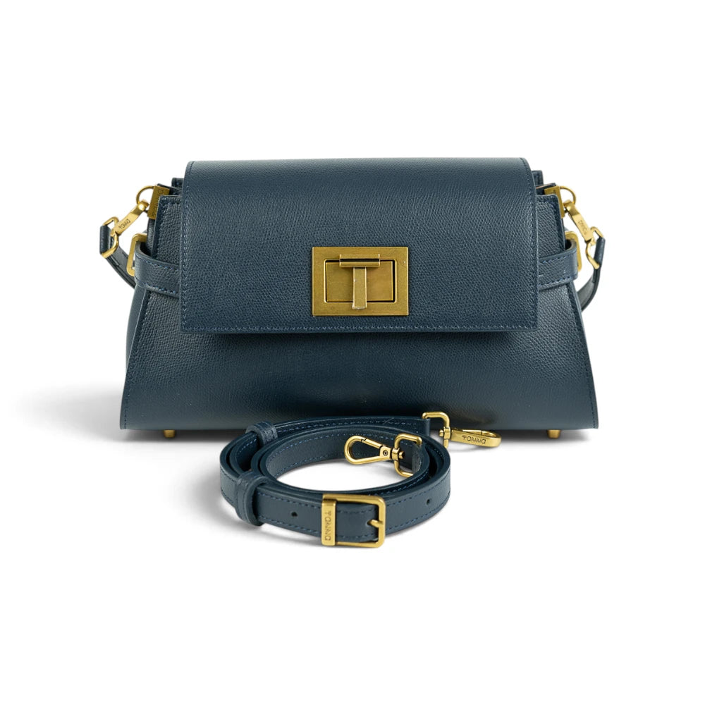 Geanta din piele naturala Navy Bella Maxi