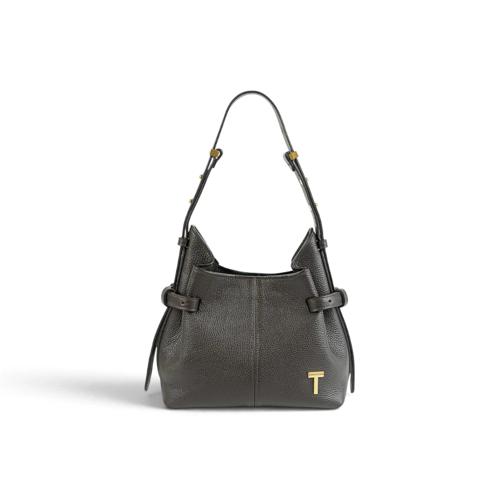 Geanta  din piele bizonata Dark chocolate Micro Boucle