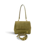 Geanta din piele naturala Suede Linda nuanta Olive