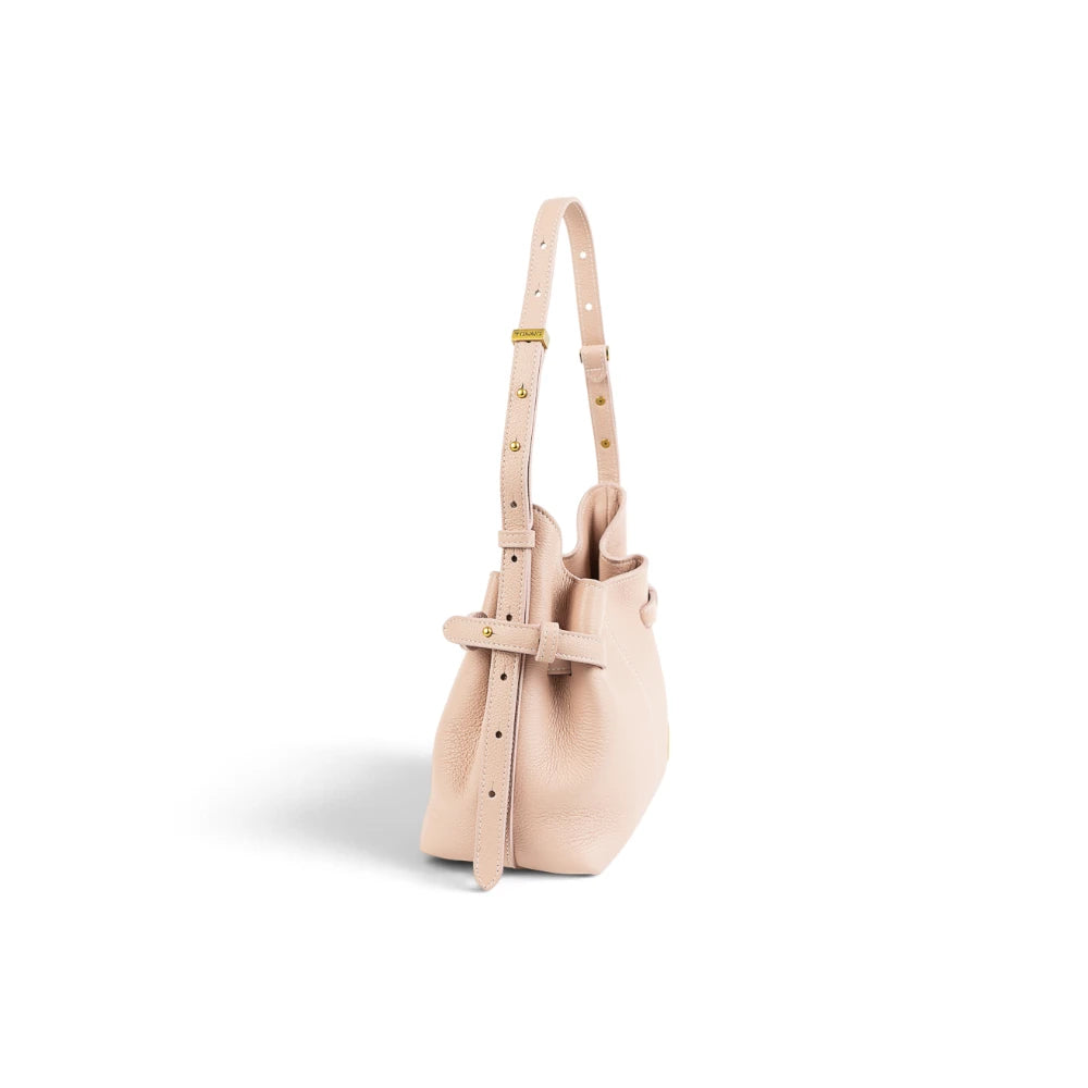 Geanta  din piele bizonata Nude rose Micro Boucle