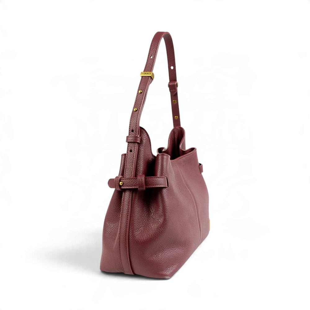 Geanta  din piele Bizonata  Bordeaux  Medium Boucle