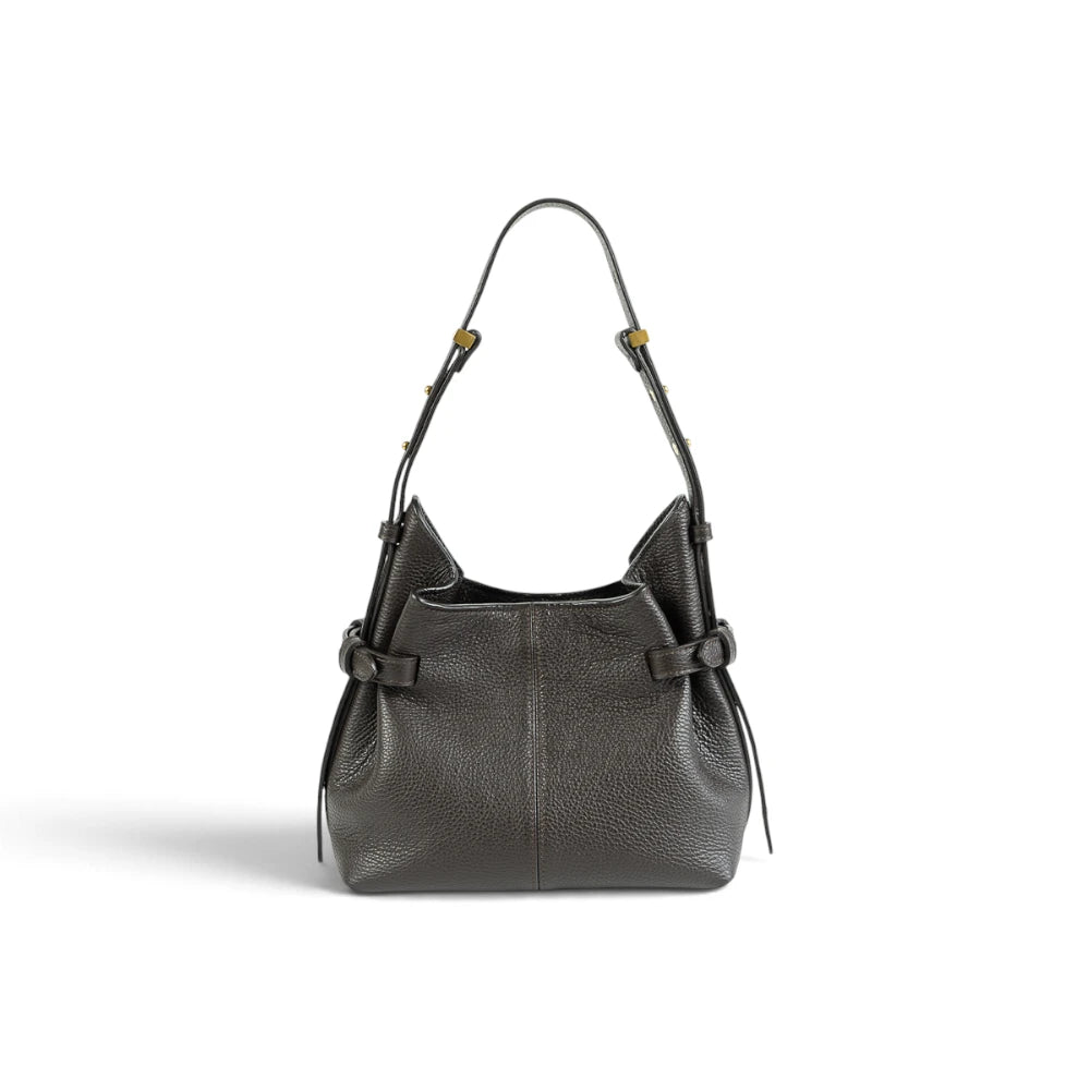 Geanta  din piele bizonata Dark chocolate Micro Boucle