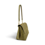 Geanta din piele naturala Suede Linda nuanta Olive