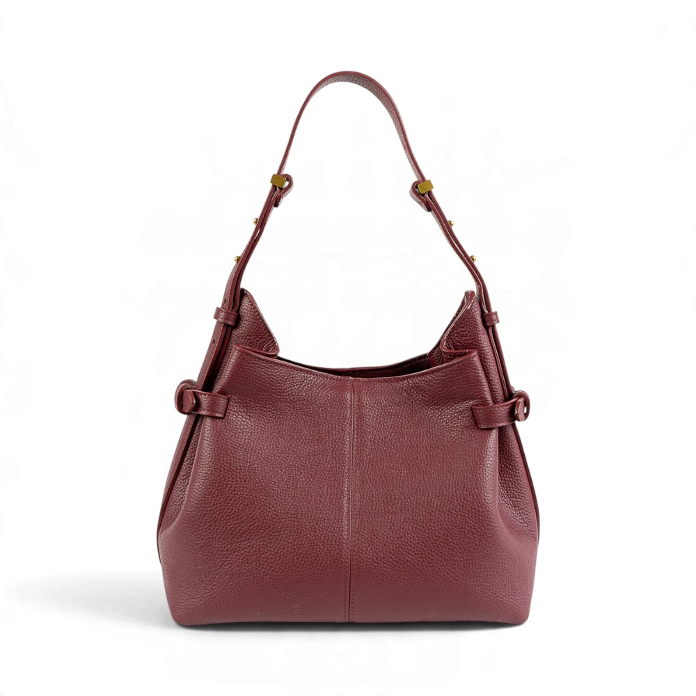 Geanta  din piele Bizonata  Bordeaux  Medium Boucle
