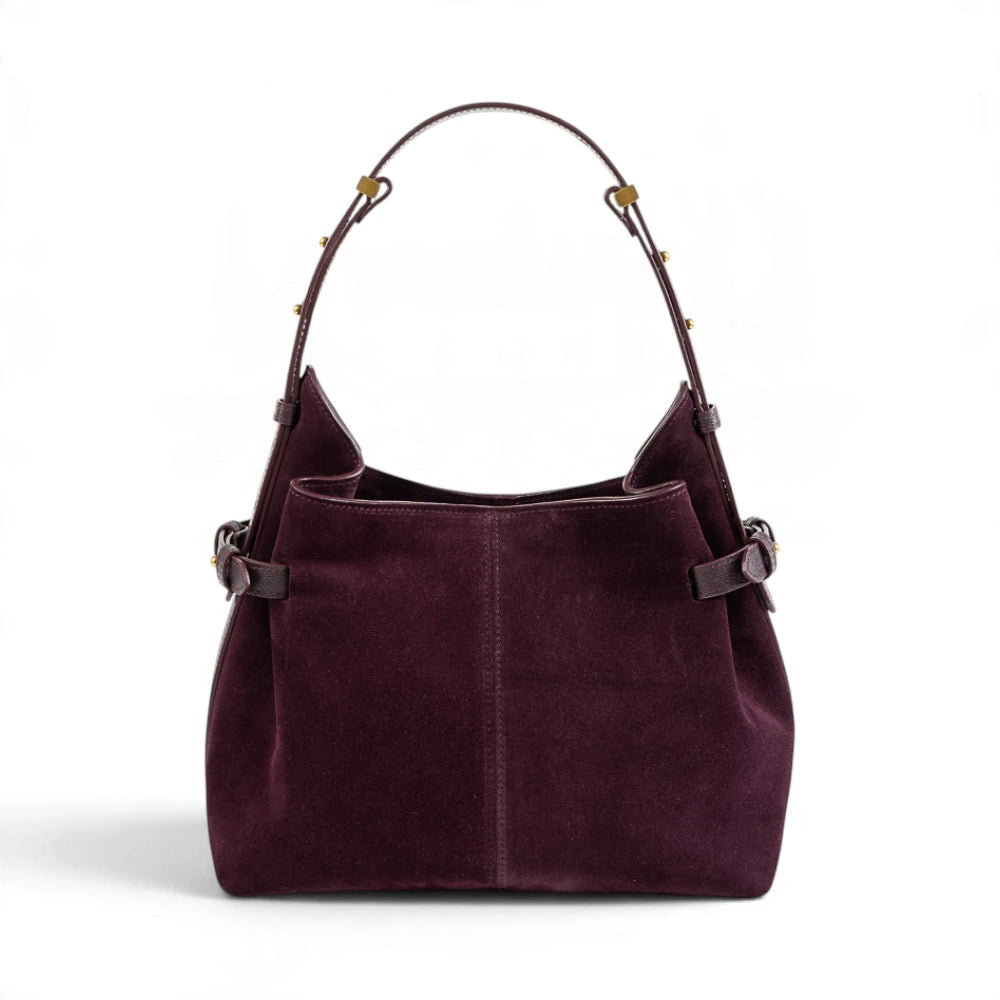 Geanta  din piele naturala Suede Garnet Absolute Medium Boucle -PRECOMANDA