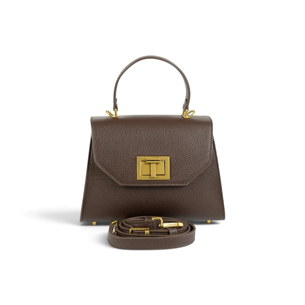 Geanta din piele naturala Chocolate (velvet) Maxi Grace