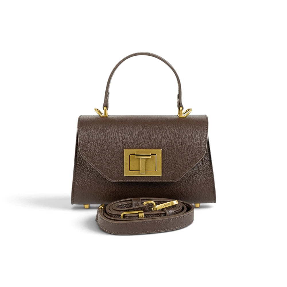 Geanta din piele naturala Chocolate (velvet) Mini Grace
