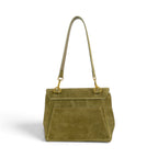Geanta din piele naturala Suede Linda nuanta Olive
