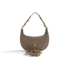 Geanta  din piele naturala Suede Cappuccino rose Mini Moon