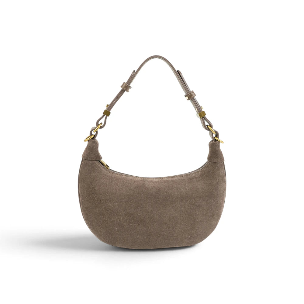 Geanta  din piele naturala Suede Cappuccino rose Mini Moon