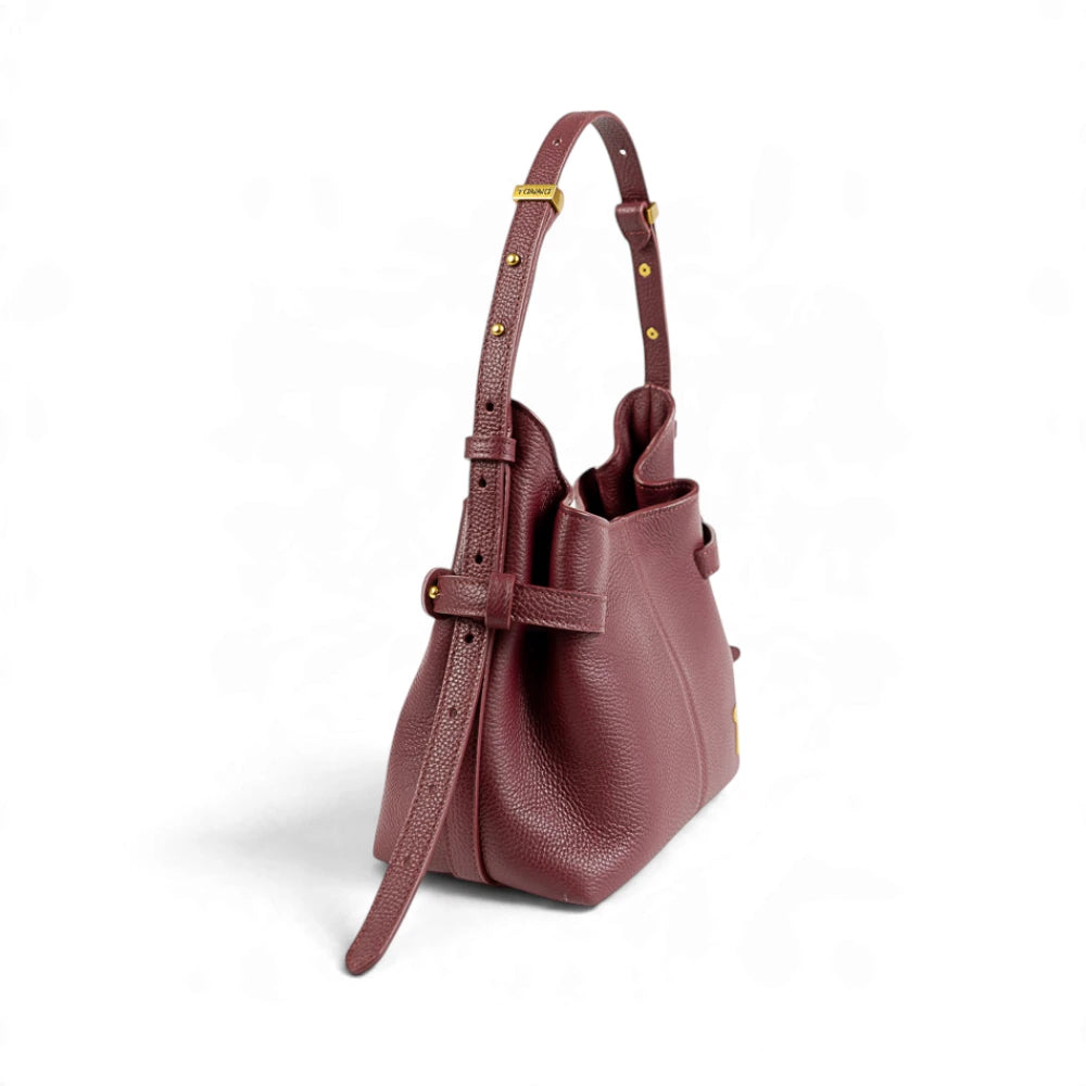 Geanta  din piele bizonata Bordeaux Micro Boucle