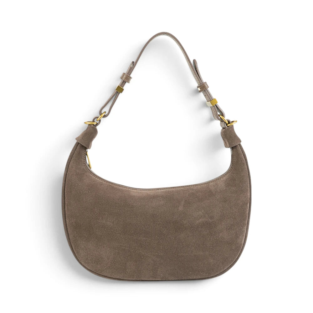 Geanta din piele naturala Suede Cappuccino rose Moon Medium