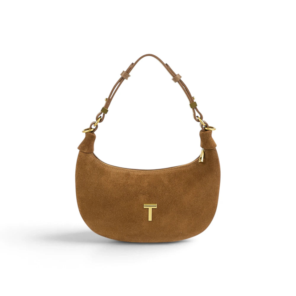 Geanta  din piele naturala Suede Coniac Mini Moon Imagine principală a produsului