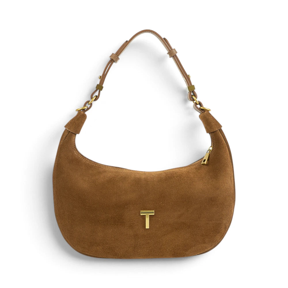 Geanta din piele naturala Suede Coniac Moon Medium Imagine principală a produsului
