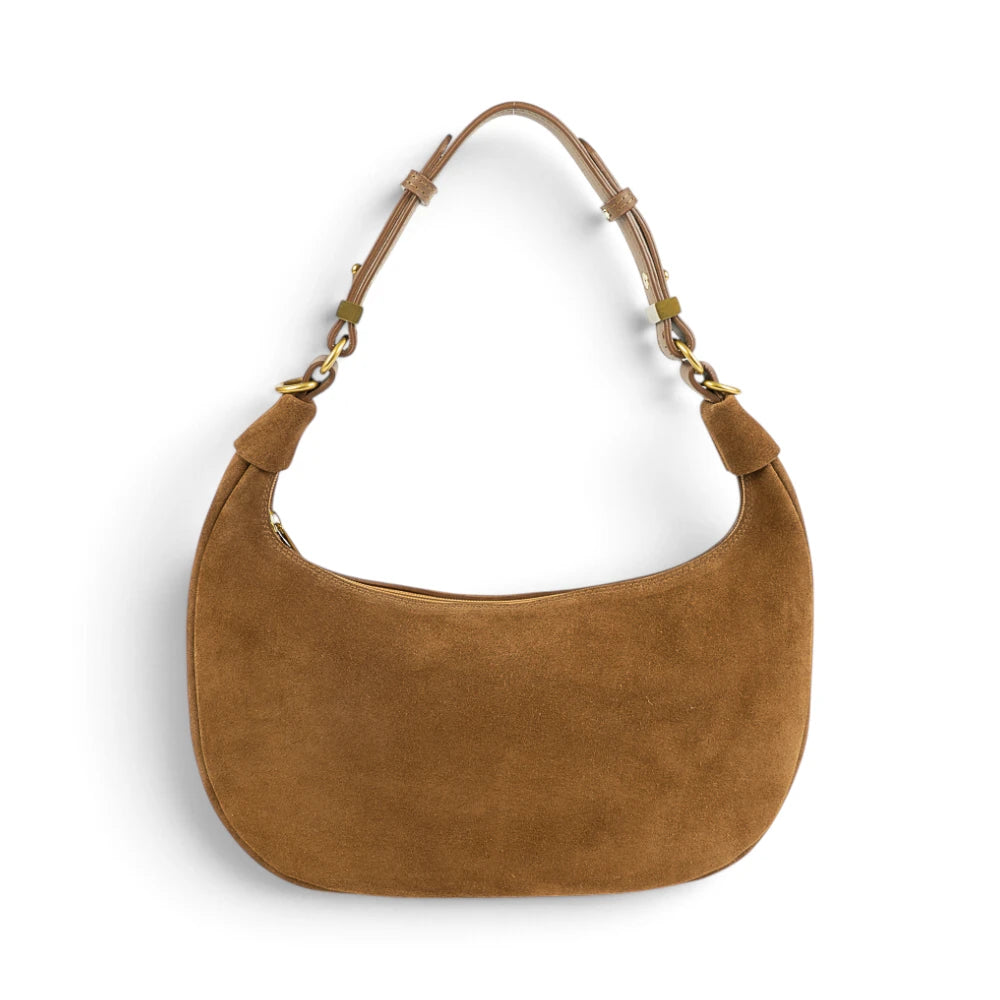 Geanta din piele naturala Suede Coniac Moon Medium
