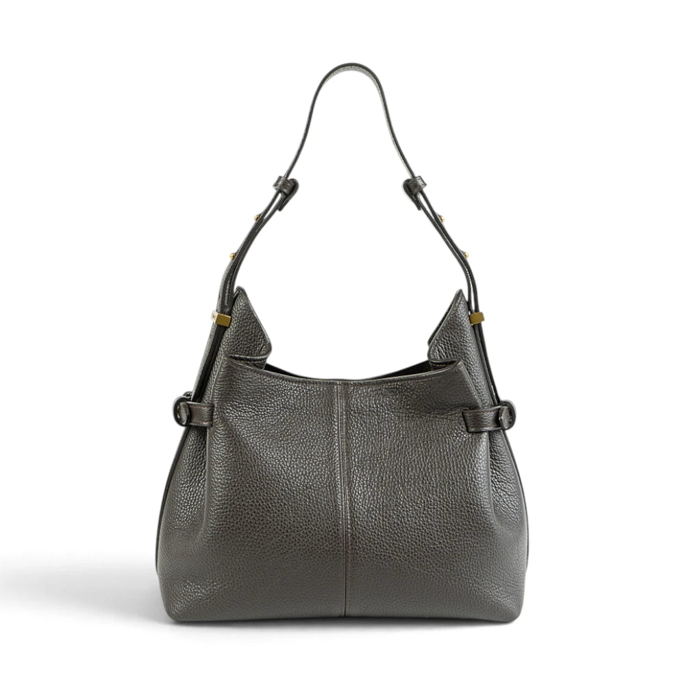 Geanta  din piele Bizonata Dark Chocolate Medium Boucle