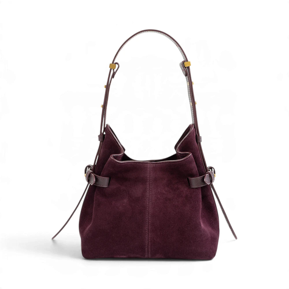 Geanta  din piele naturala Suede Garnet Absolute Micro Boucle -PRECOMANDA
