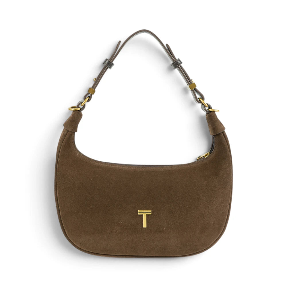 Geanta din piele naturala Suede Chocolate Moon Medium