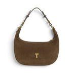 Geanta din piele naturala Suede Chocolate Moon Medium