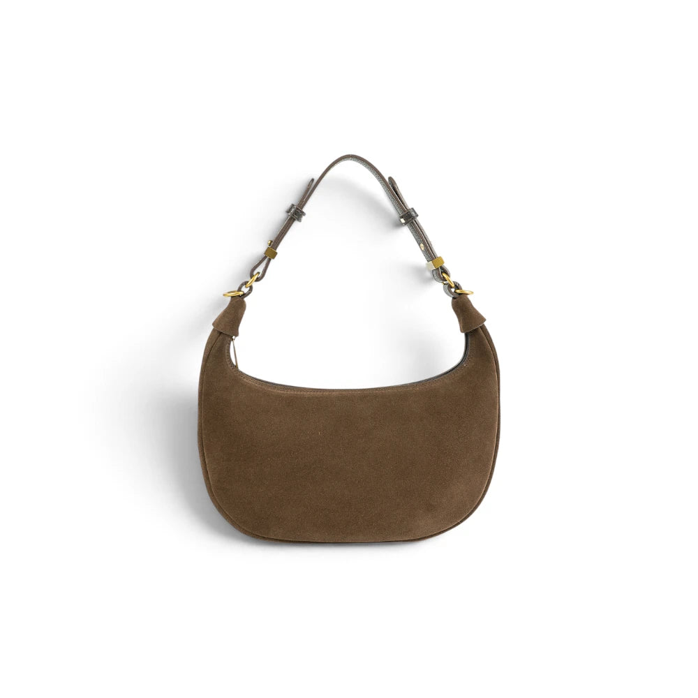 Geanta  din piele naturala Suede Chocolate Mini Moon