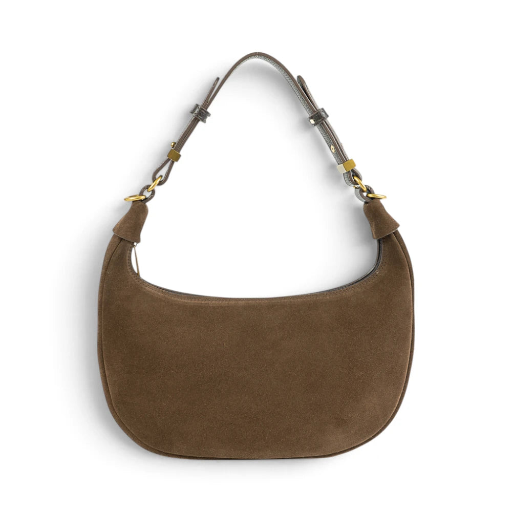 Geanta din piele naturala Suede Chocolate Moon Medium