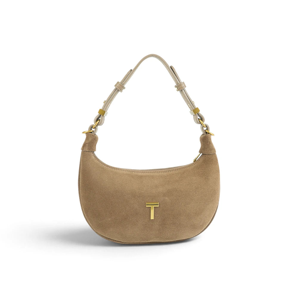 Geanta  din piele naturala Suede Caramel Mini Moon