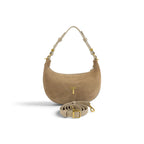 Geanta  din piele naturala Suede Caramel Mini Moon