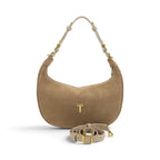 Geanta din piele naturala Suede Caramel Moon Medium
