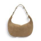 Geanta din piele naturala Suede Caramel Moon Medium