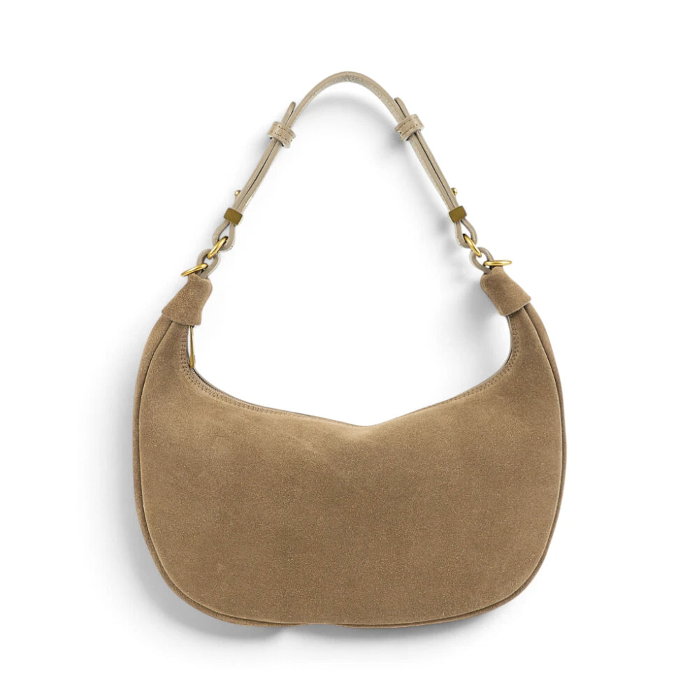 Geanta din piele naturala Suede Caramel Moon Medium