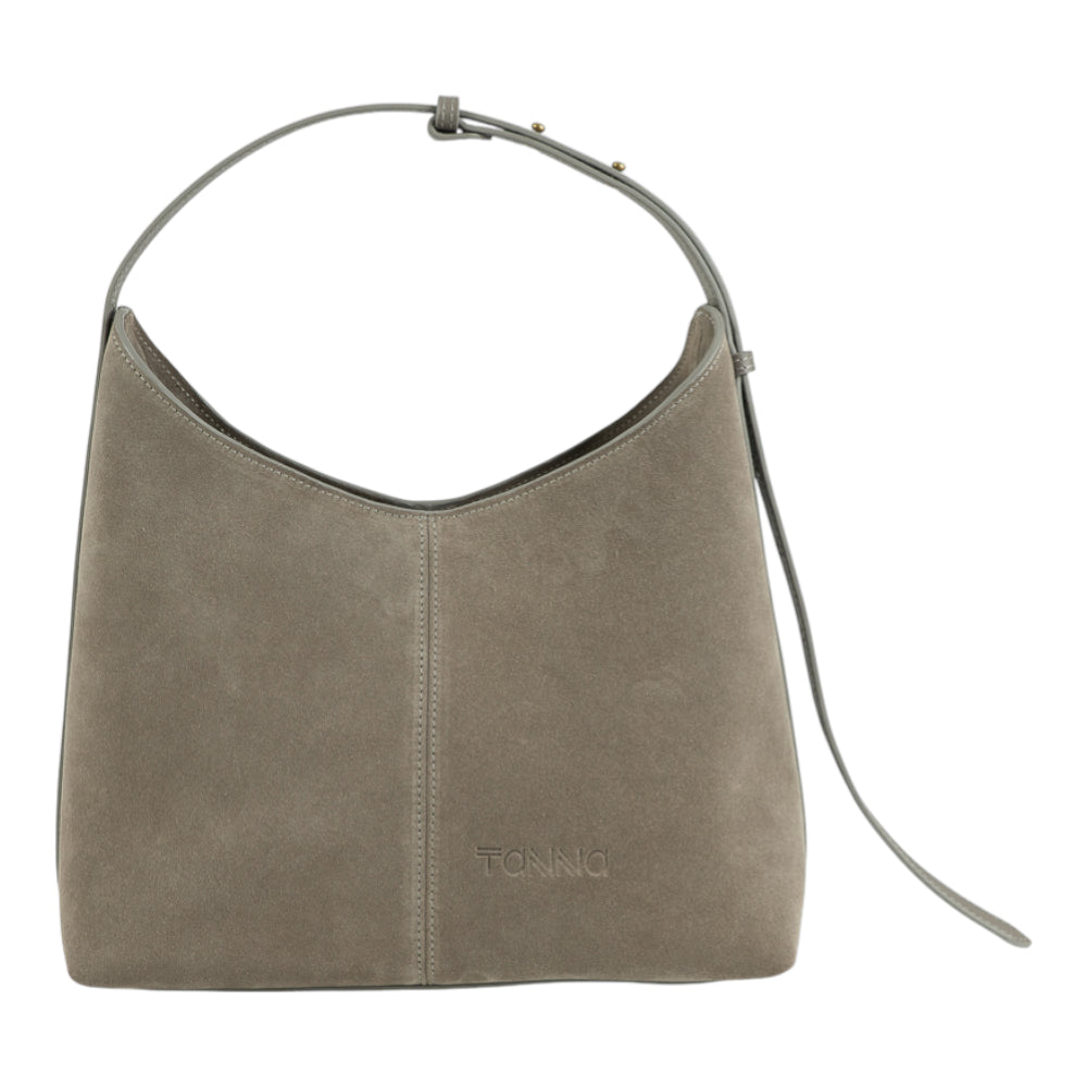 Geanta din piele naturala Taupe suede Thianna