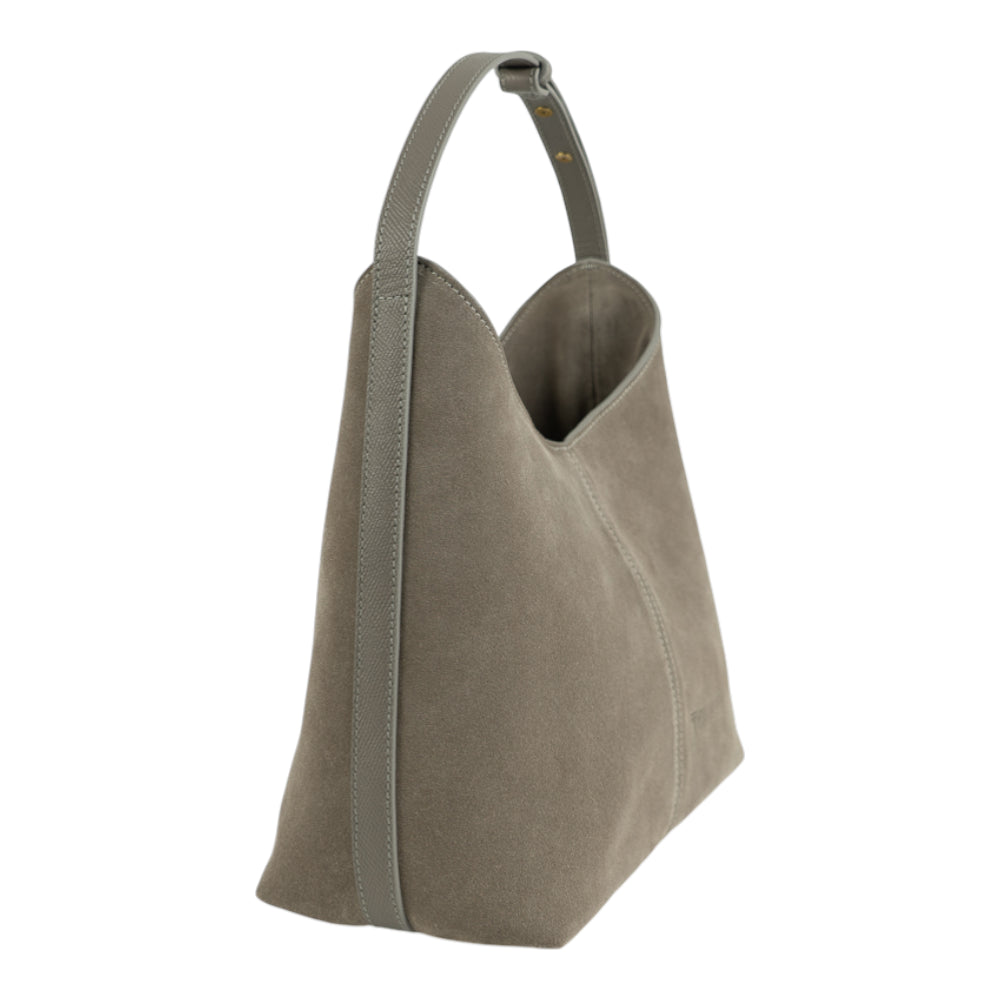 Geanta din piele naturala Taupe suede Thianna Imagine secundară a produsului