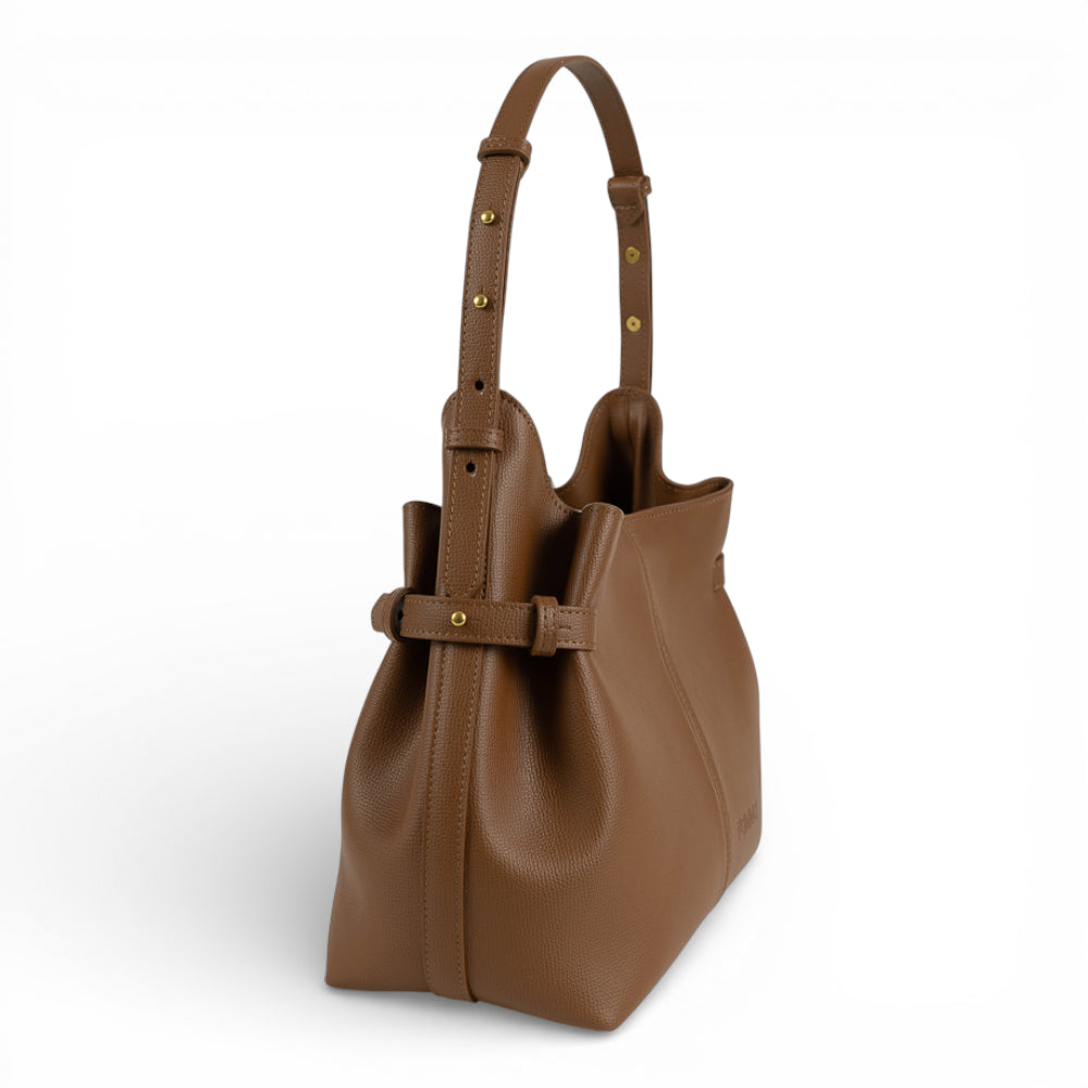 Geanta  din piele Parmellato Camel  Medium Boucle