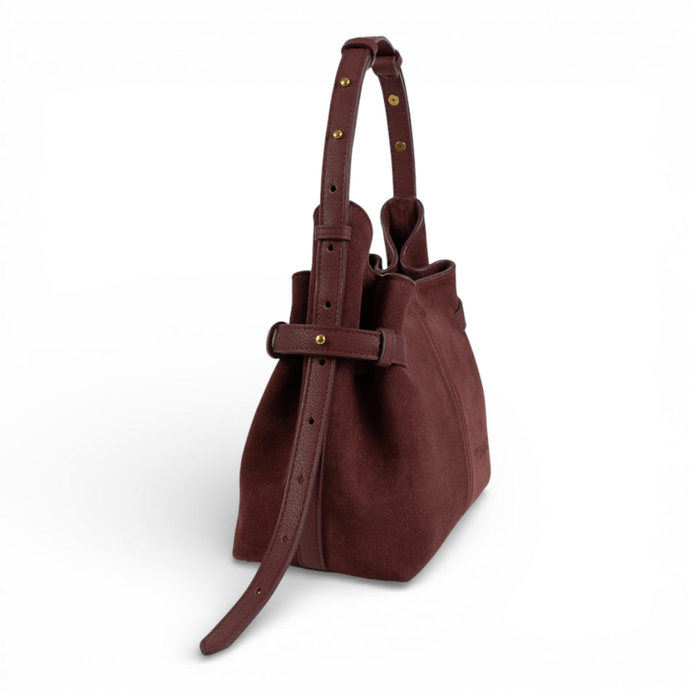 Geanta din piele întoarsă Cherry Suede MICRO BOUCLE