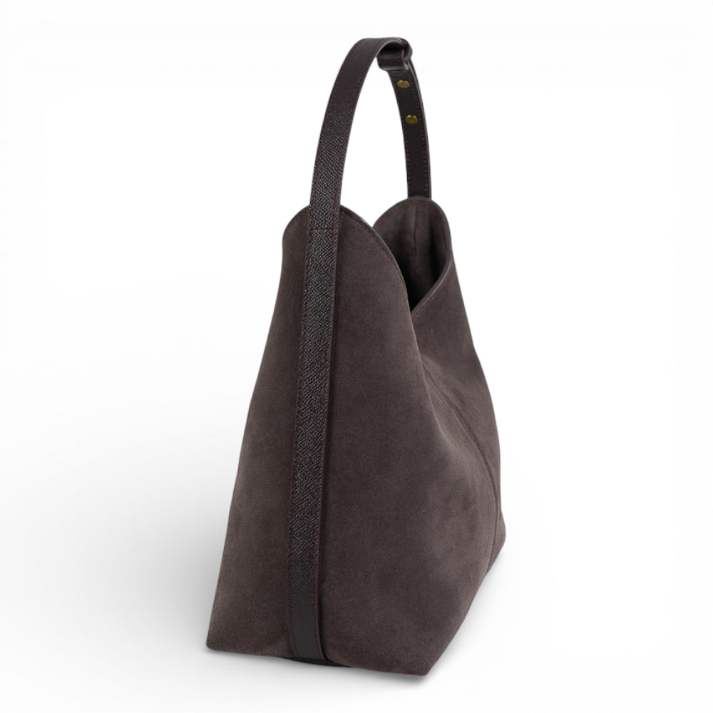 Geanta din piele naturala Plum suede Thianna