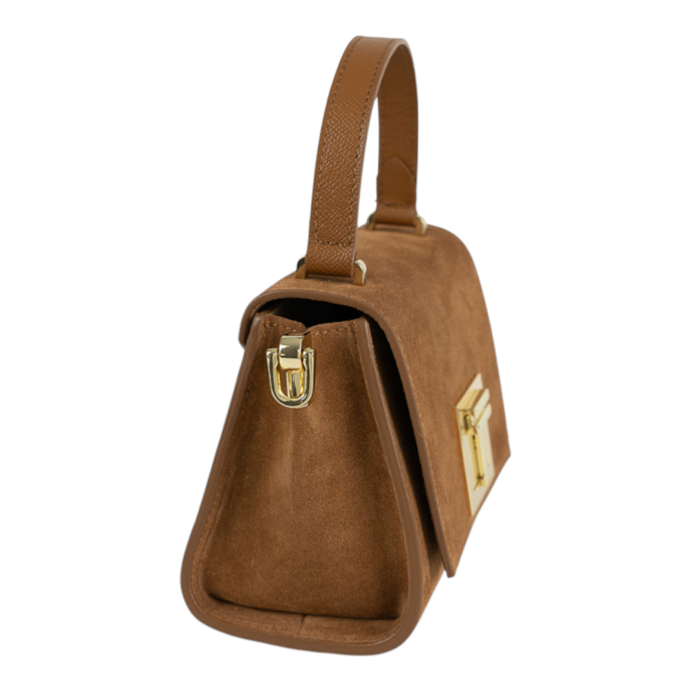Geanta din piele naturala Camel Suede MICRO POLINE